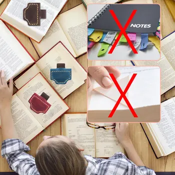 1個皮革書籤筆套磁性扣磁夾筆記本書籤頁分隔器文具用品 10 最佳銷售 皮革書籤 - №1