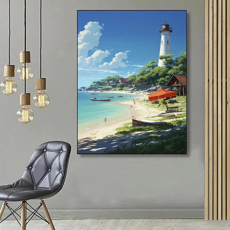 2024 New 5D DIY lighthouse Diamond Painting Kit lighthouse Diamond Embroidery Color Oil Painting Hand Mosaic art home decor