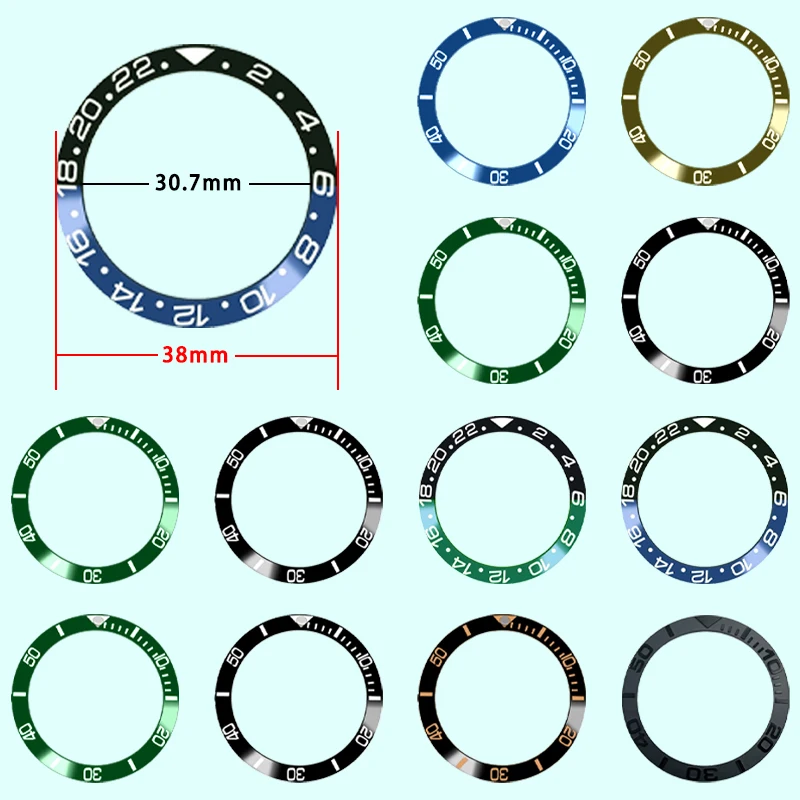 

Replacement Watch Bezel Accessories 38*30.7*1.6mm Ceramic Bezel Fits Most Watch Cases NH34 NH35 8215 2813 Universal Movement