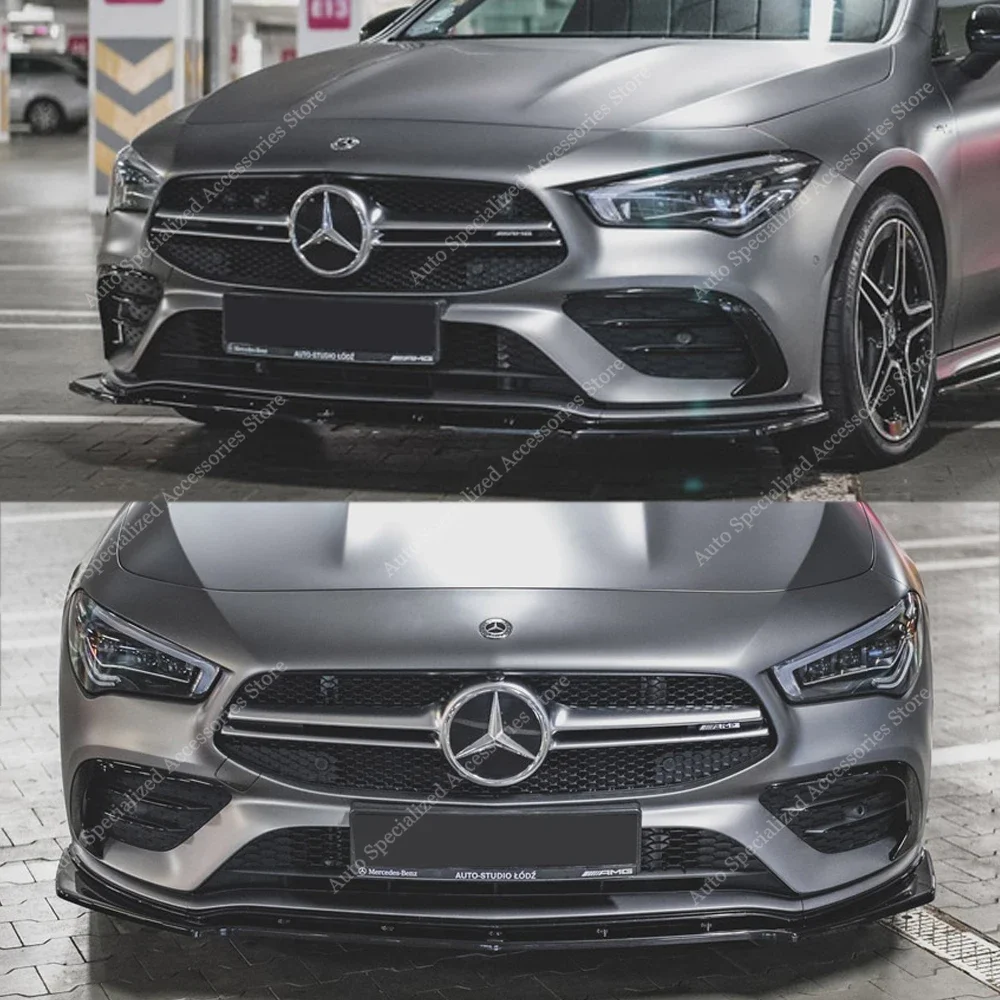 For Mercedes C118 X118 CLA Front Bumper Lip Spoiler Splitter Diffuser W118 CLA220 250 CLA35 2019-2023 Pre-Lci AMG-Line Bodykits