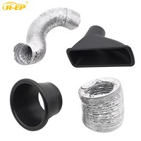 Car Universal Cold Air Intake Pipe Kit for Front Bumper ABS Plastic Turbo Air Funnel Inlet Kit for Brake Cooling