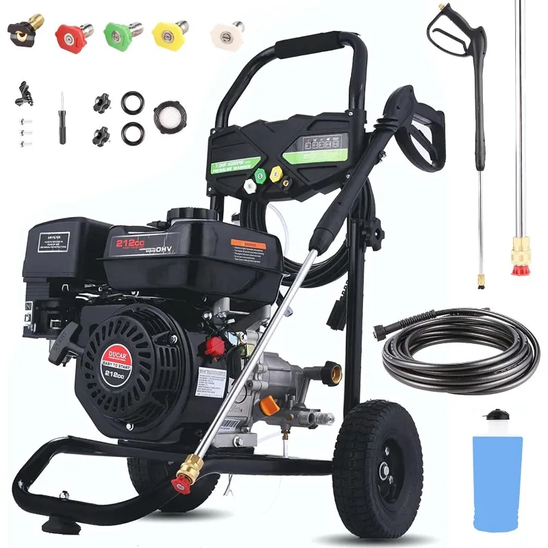 TEANDE 4000PSI Gas Pressure Washer, 2.8GPM Commercial Power Washer Gas Powered, 212cc 7.0 HP Engine, Includes 1L Soap Tank