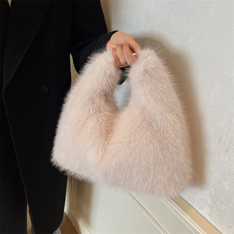 

Velvet Solid Color Soft Casual Tote 2025 Winter New High Capacity Commuting Versatile Shoulder Bags Daily Casual Handbags