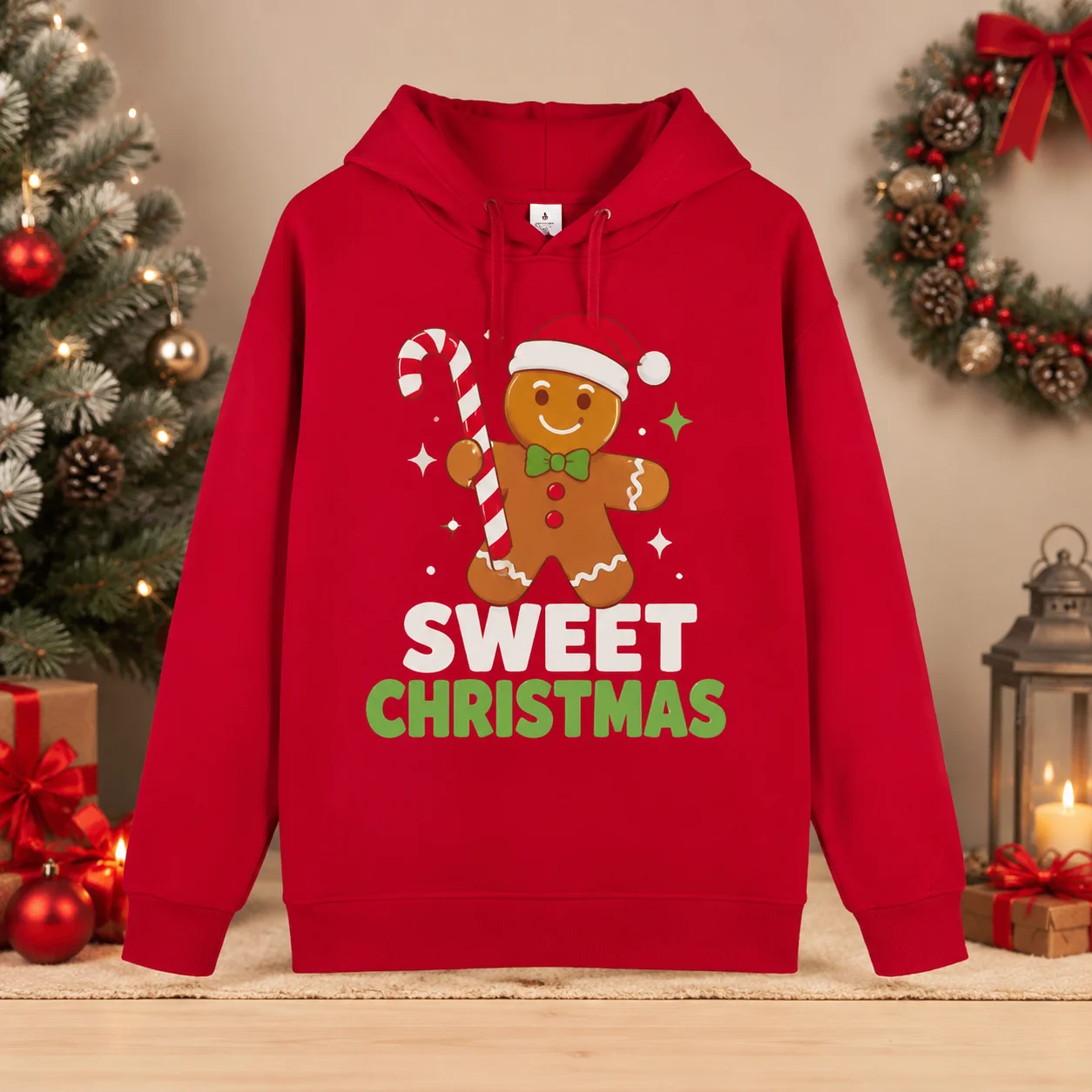 Custom Sweet Christmas Hoodie Personalized Gingerbread Sweatshirt Winter Holiday Party Pullover Xmas Family Casual Top Gift