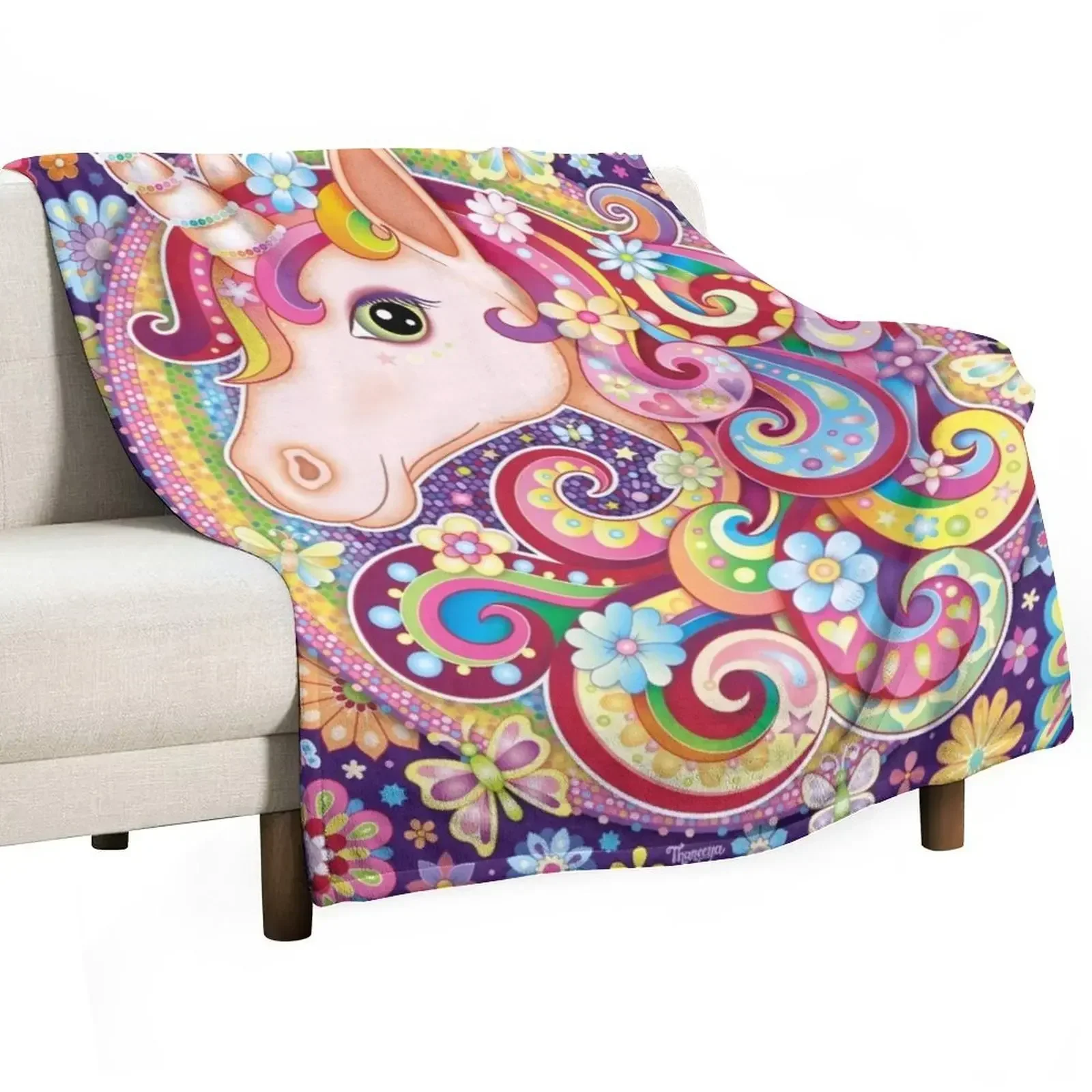 

Unicorn Rainbow Art - Colorful Unicorn Art by Thaneeya McArdle Throw Blanket Bed covers Thin Blankets