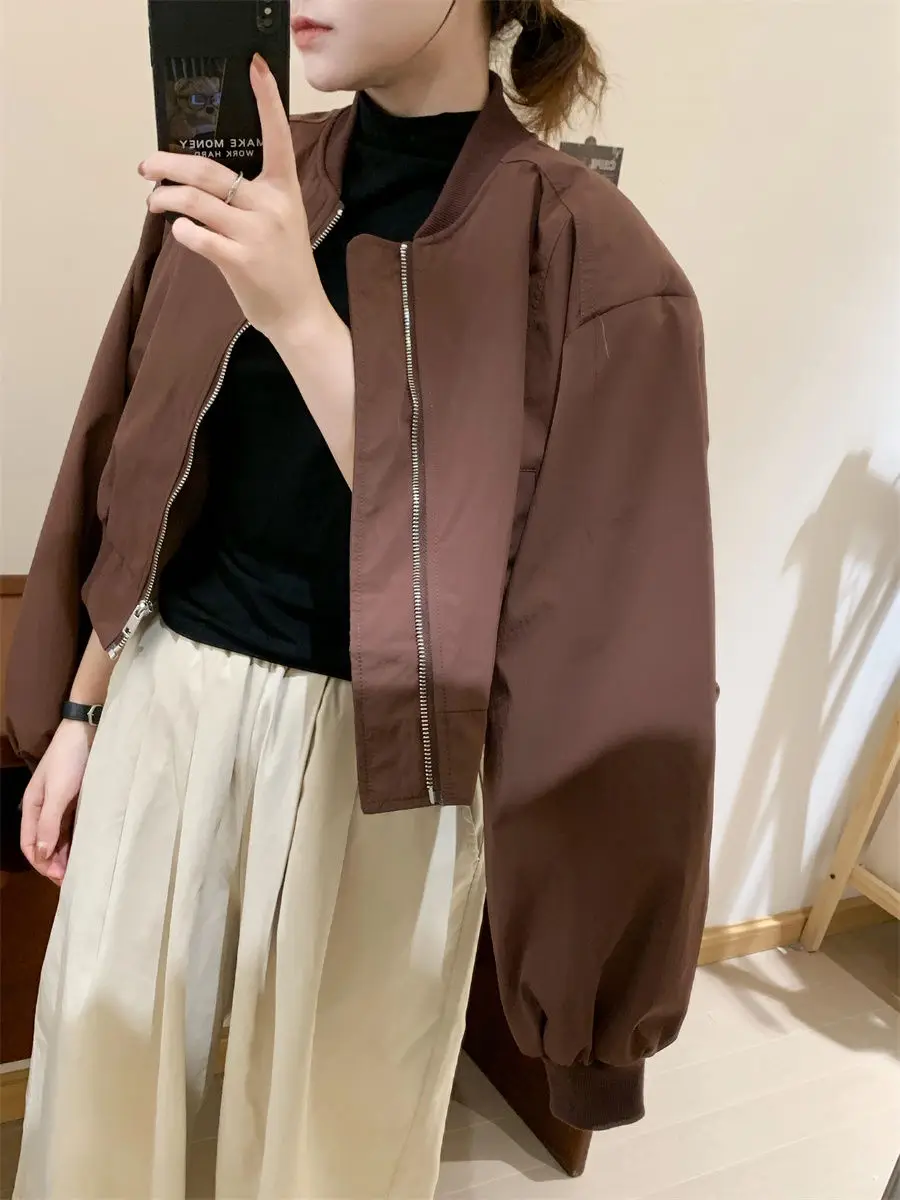 Sports Long Sleeve Coat New Women's Loose-fit Belted Jacket Korean Style Thin Cloth Baseball Uniform Trendy Fashion Z624