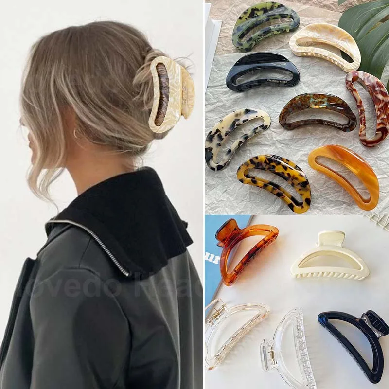 

Women Acetate Hair Claw Clips Crabs Retro Large Barrettes Hollow Hair Claw Clip Thick Hair Styling Strong Hold Hair Accessories