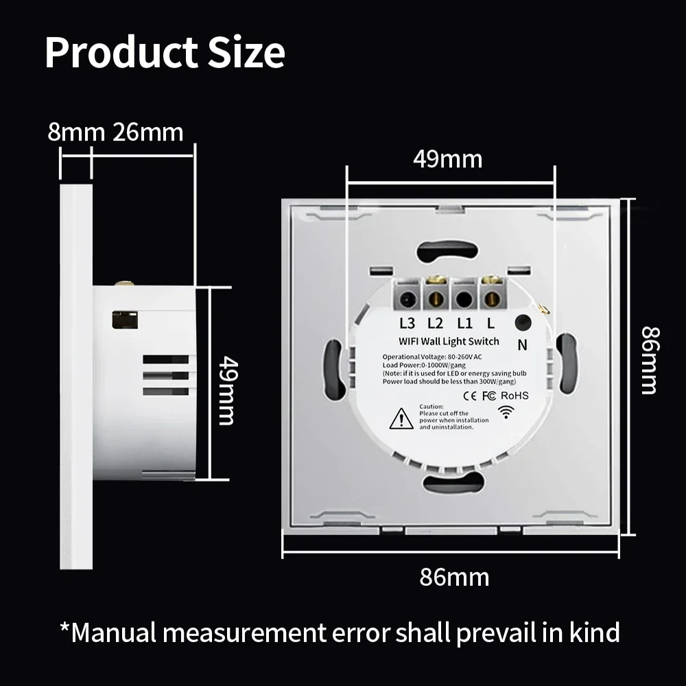 TNCE مفتاح ذكي الاتحاد الأوروبي WIFI 1/2/3/4 عصابة مفاتيح الإضاءة احتياجات التوافق/لا تويا سلك محايد التحكم الصوتي دعم أليكسا جوجل
