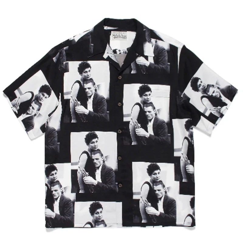 Y2K Trend Summer WACKO MARIA Harajuku Japanese Brand Jazz Vintage Brand Mens Womens Hawaii Short Sleeve Shirt