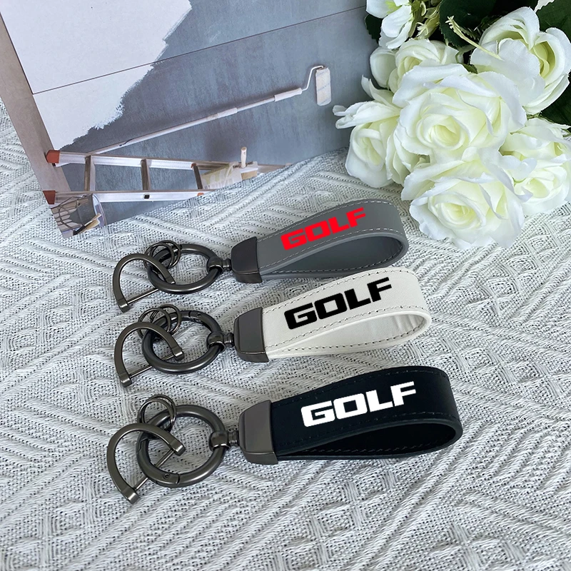 for VW GOLF 3 4 5 6 7 8 VW MK4 MK5 MK6 MK7 GTD GTI GLI Top Layer Cowhide Key Chain Keyrings Lanyard Custom Logo