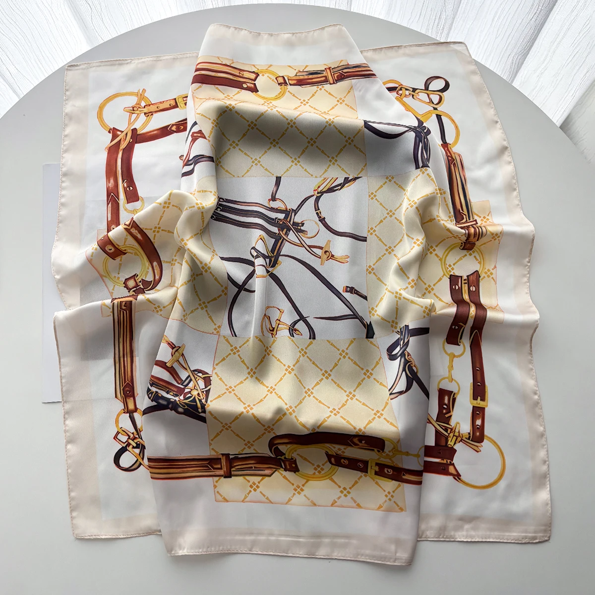 Summer Women Silk Scarf Imitat - Ascot Neck Scarf 评论和价格