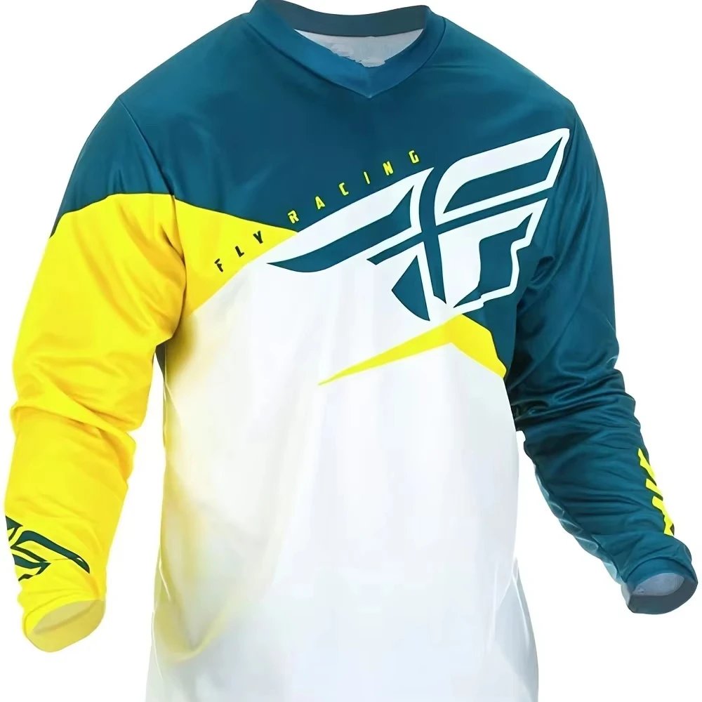 MEN'S LONG-SLEEVE COLOR-BLOCK MOTOCROSS/OFF-ROAD JERSEY – BREATHABLE QUICK-DRYING MTB & OUTDOOR CYCLING SHIRT KIDS view 2