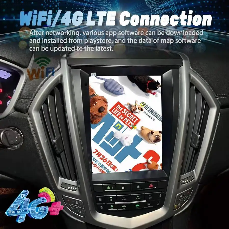 Android 15  GPS For Cadillac SRX 2009-2012 4G 10.4inch Navigation Video Player Carplay Android Screen WIFI Car Radio  Multimedia