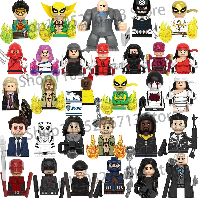 BEAST KINGDOM Os Defensores Daredevil Punisher Bullseye Iron Fist Blocos de Montar Elektra Muse White Tiger Brinquedos de Blocos para Crianças
