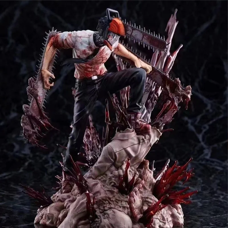 Anime Figure Chainsaw Man Denji Pochita Fit Standing Position Fighting Model Toy PVC Boxed Big Gift Sculpture Ornaments 27CM