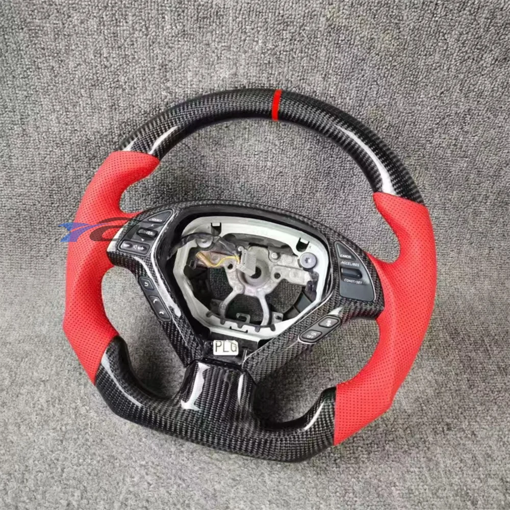 

For 2008 2009 2010 2011 2012 2013 Infiniti G25 G37 Custom Carbon Fiber Red Perforated Leather Steering Wheel