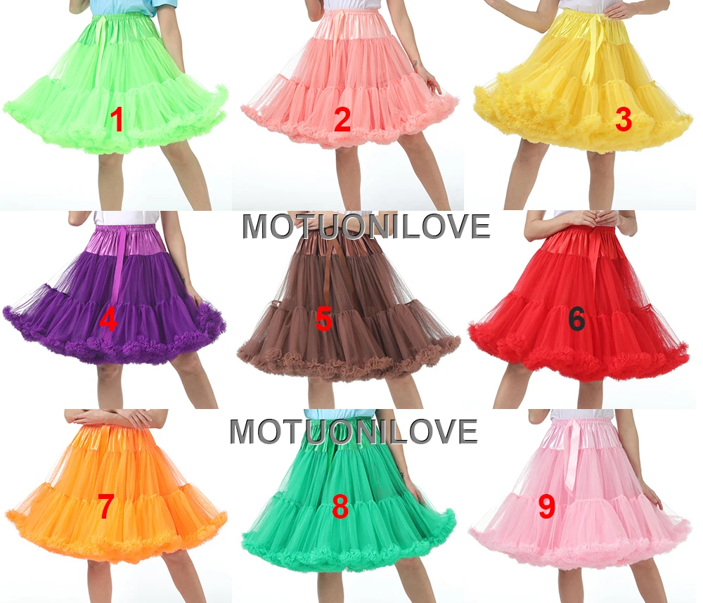 Rok Tutu Puffy panjang selutut 55CM/21.65 inci rok Cosplay Lolita Crinoline antik 50s rok pesta dansa balet putri