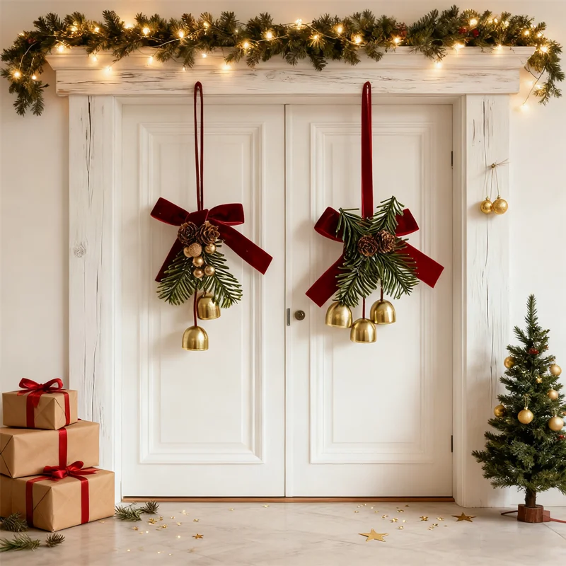 HUAHUAEnchanting Butterfly Knot & Pinecone Bell زينة عيد الميلاد لجميع الأماكنHUAHUA #1