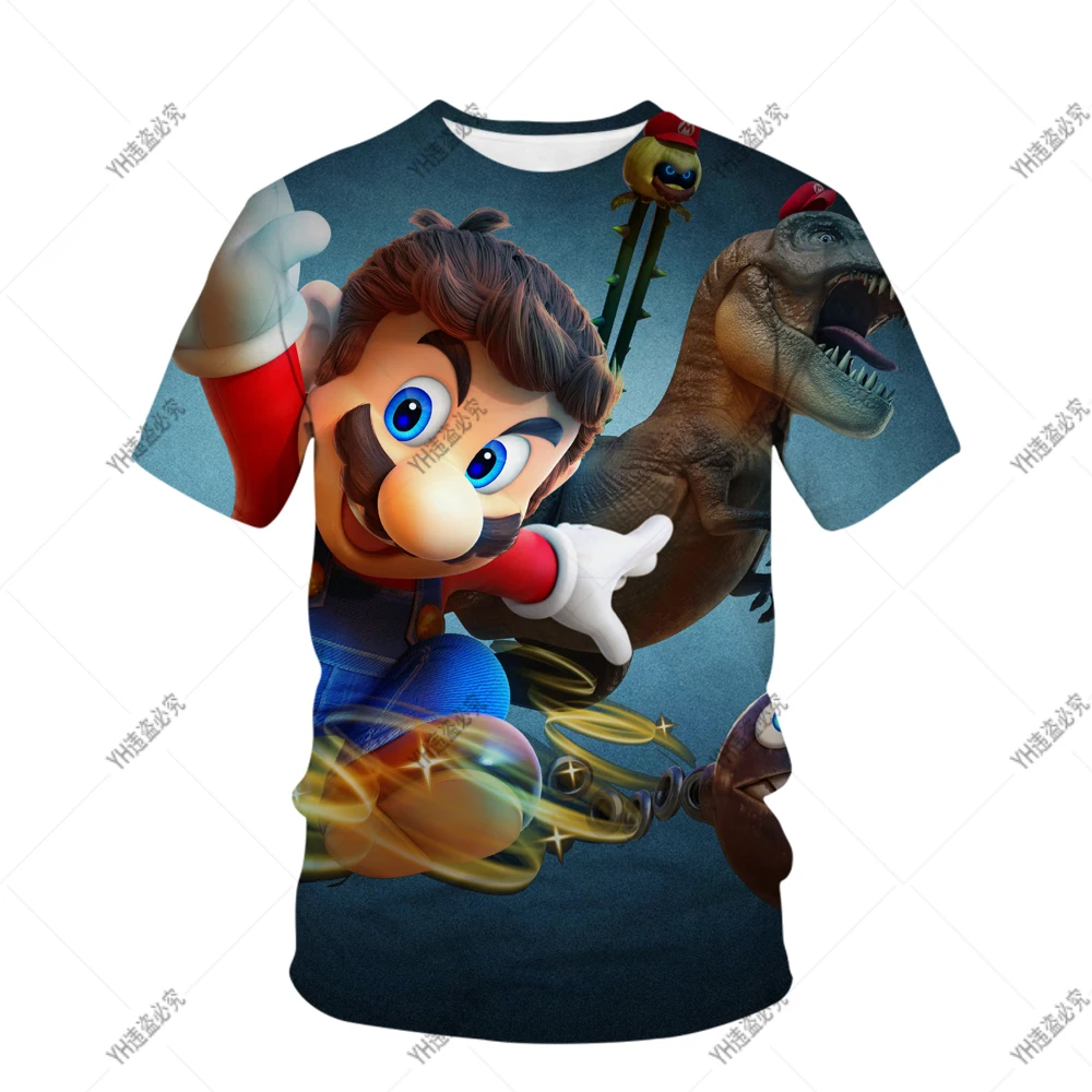 2024 Summer Super Mario Bros T-Shirt Short Sleeve Hip Hop Cool Breathable Casual Adult Kids Teen Identical 3D Casual T-Shirt