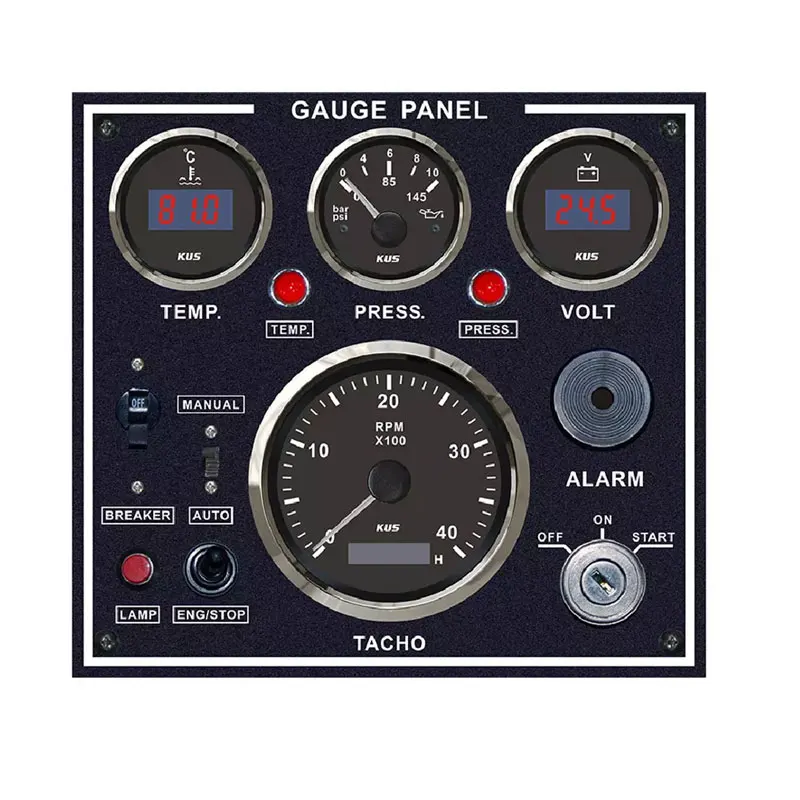 KUS-panel de indicadores de motor marino, Compatible con todos los barcos, tablero de instrumentos, 12V, 24V, 243x196MM