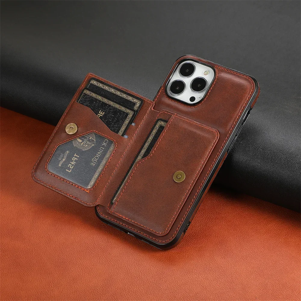 Magnetic Flip Wallet Phone Case For iPhone 13 12 Mini 16 15 Plus 14 11 Pro XS Max XR X Credit Card Holder Leather Cover