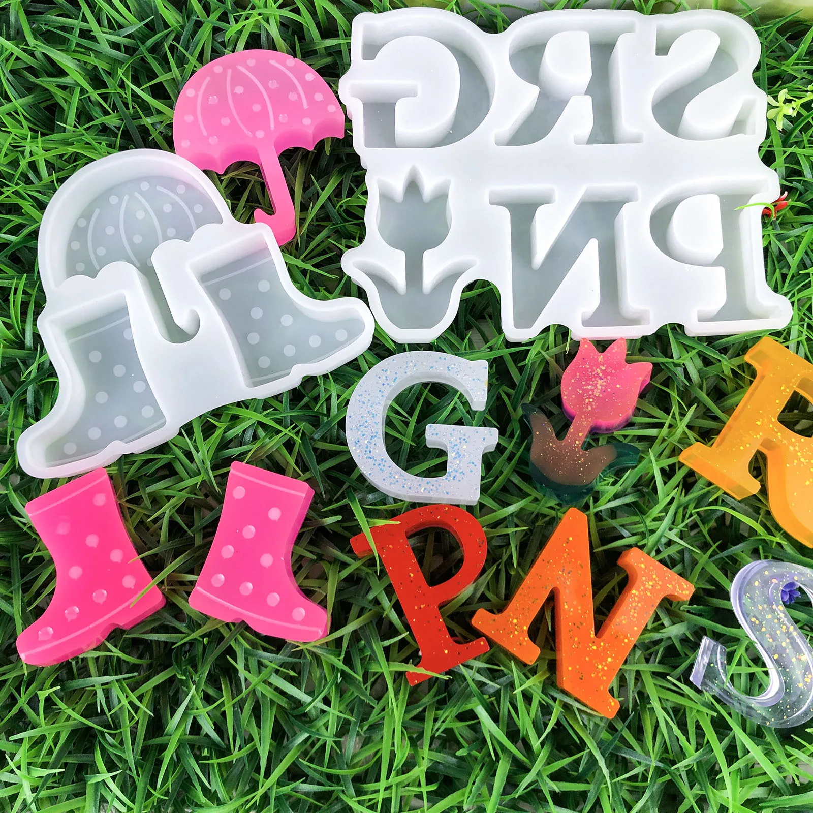 

2025 New Hot Sale Mould Spring Umbrella Rain Shoes Alphabet Ornament Mold Collection Home Decoration DIY Ceramics Silicone Molds
