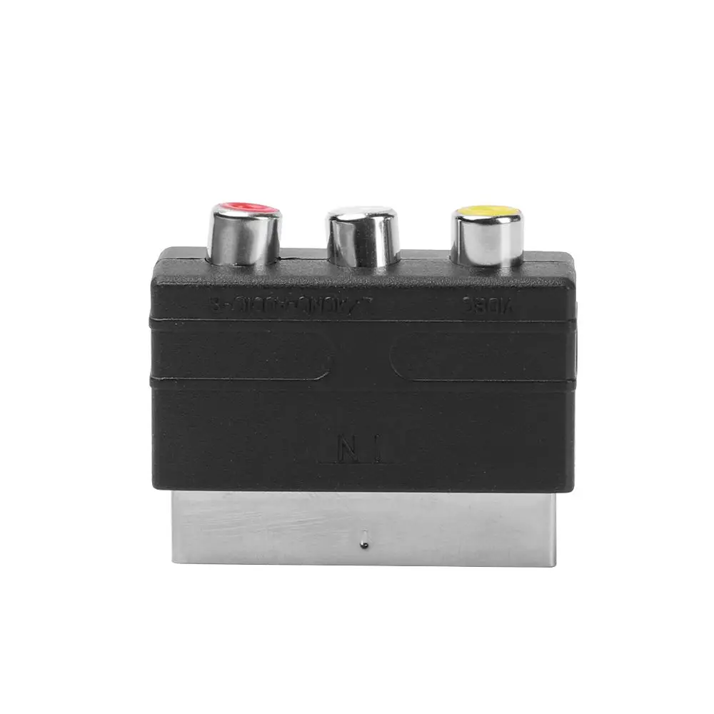 Scart Male Plug to 3RCA Phono Female AV TV Audio Video Adapter Input for PS4 for WII DVD VCR High Quality Connector Accessories
