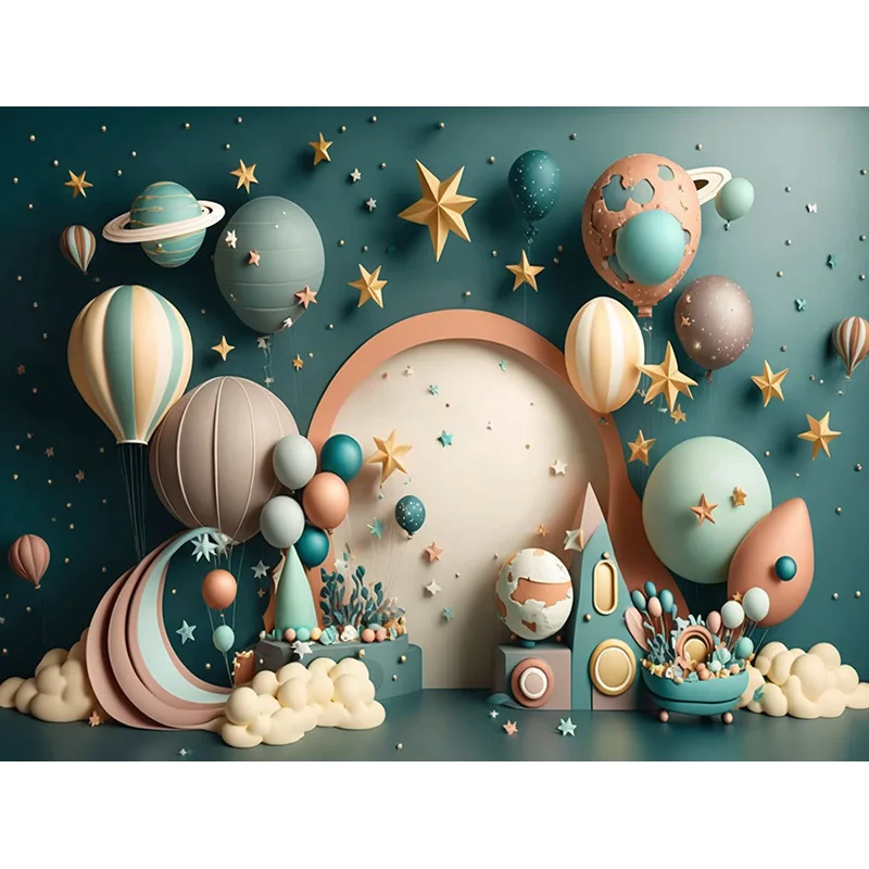 Balon udara panas bintang serbaguna fotografi Digital spanduk latar belakang pesta ulang tahun dekorasi putri duyung ZI-03 latar belakang