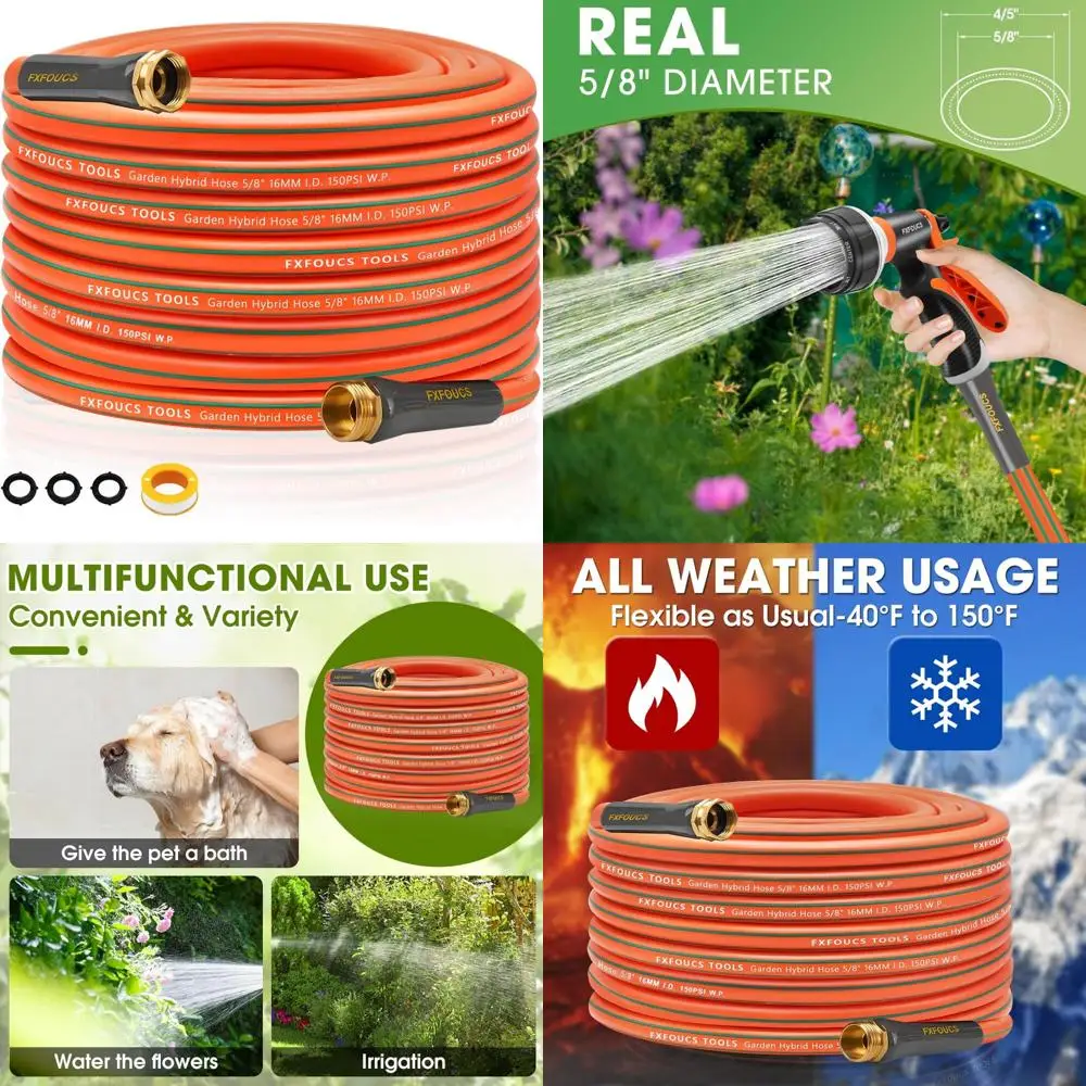 

Гибкий легкий гибридный садовый шланг — 5/8 дюйма, вырывное давление на 600 фунтов на квадратный дюйм, поворотная ручка, всепогодный водяной шланг для тяжелых условий эксплуатации