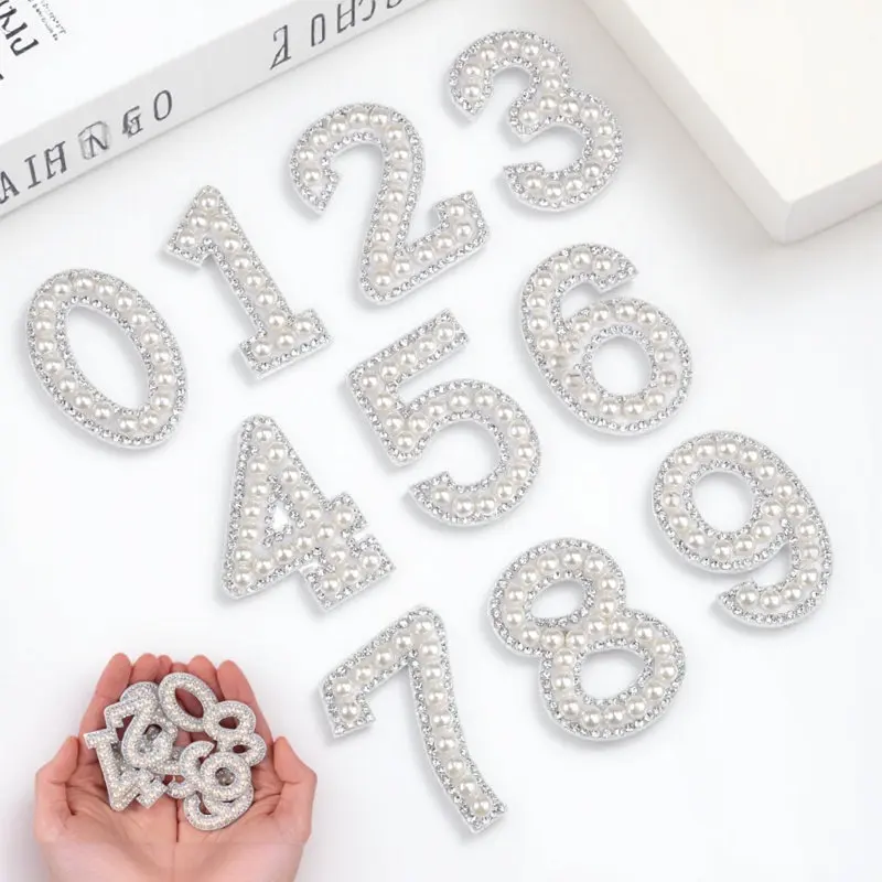 

1Set Safe Reliable Number Iron on Rhinestone Patches for Clothing Decoration Repair DIY Sweater Shirt Hat Bag Shoes Socks Coat
