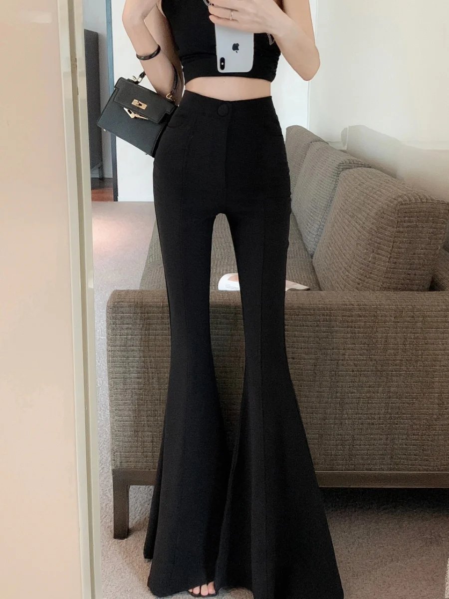 

Black Casual Pants For Women Summer Slim Fit High Waist Straight Wide Leg Pants Suit Pants