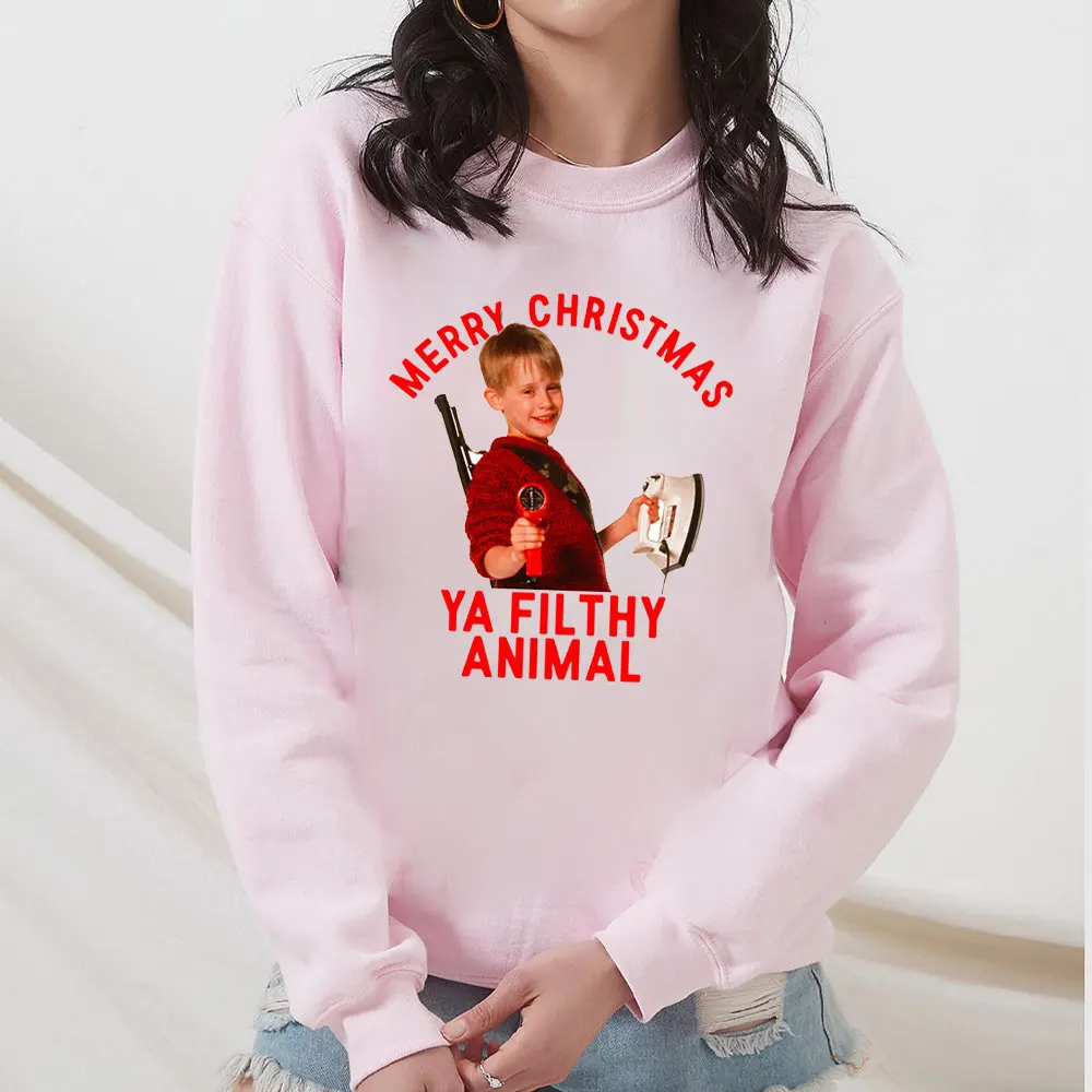 Funny Movie MERRY CHRISTMASYA FILTHY ANIMAL Funny Crew Neck Hoodie Men Women's Y2k Clothes Funny Autumn Tops Hoody Many Colors