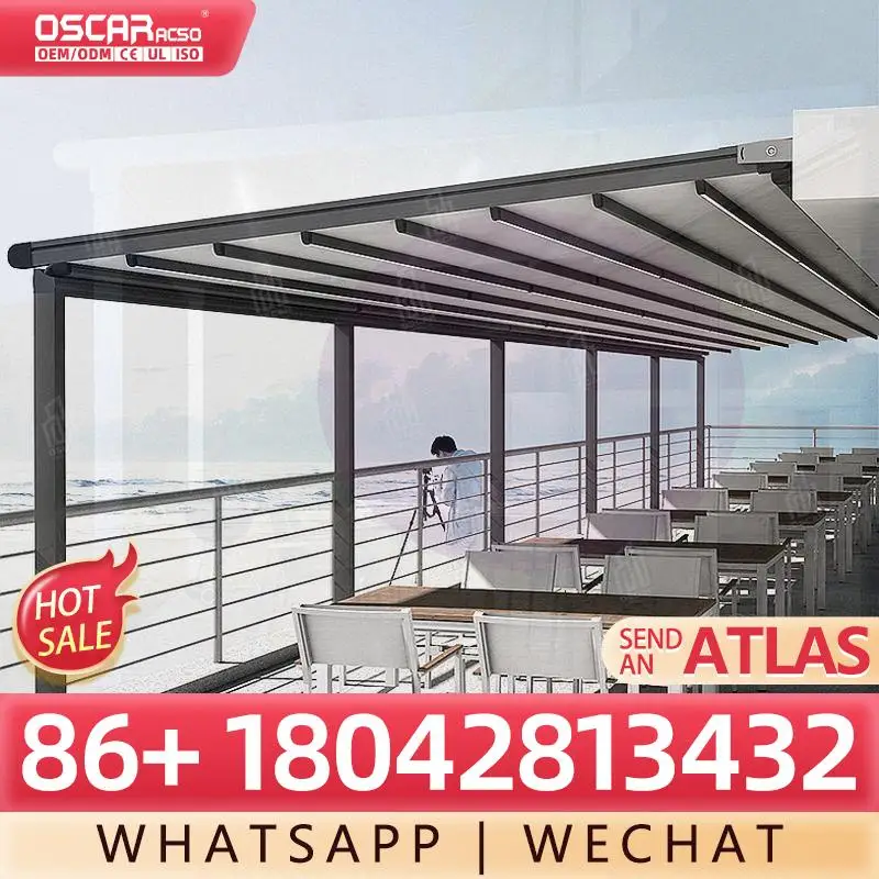Electric Retractable Sun Shade Awning Motorized PVC Canopy for Outdoor Window Door Use in Gardens Patios Backyards Retractable C