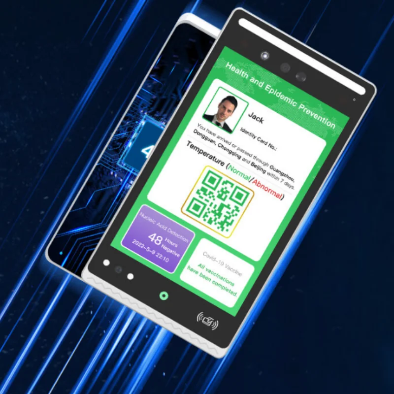 AI Face 10 Inch IPS Screen Facial Recognition Fingerprint Time Attendance With Temperature Sensor Smart Access Control System