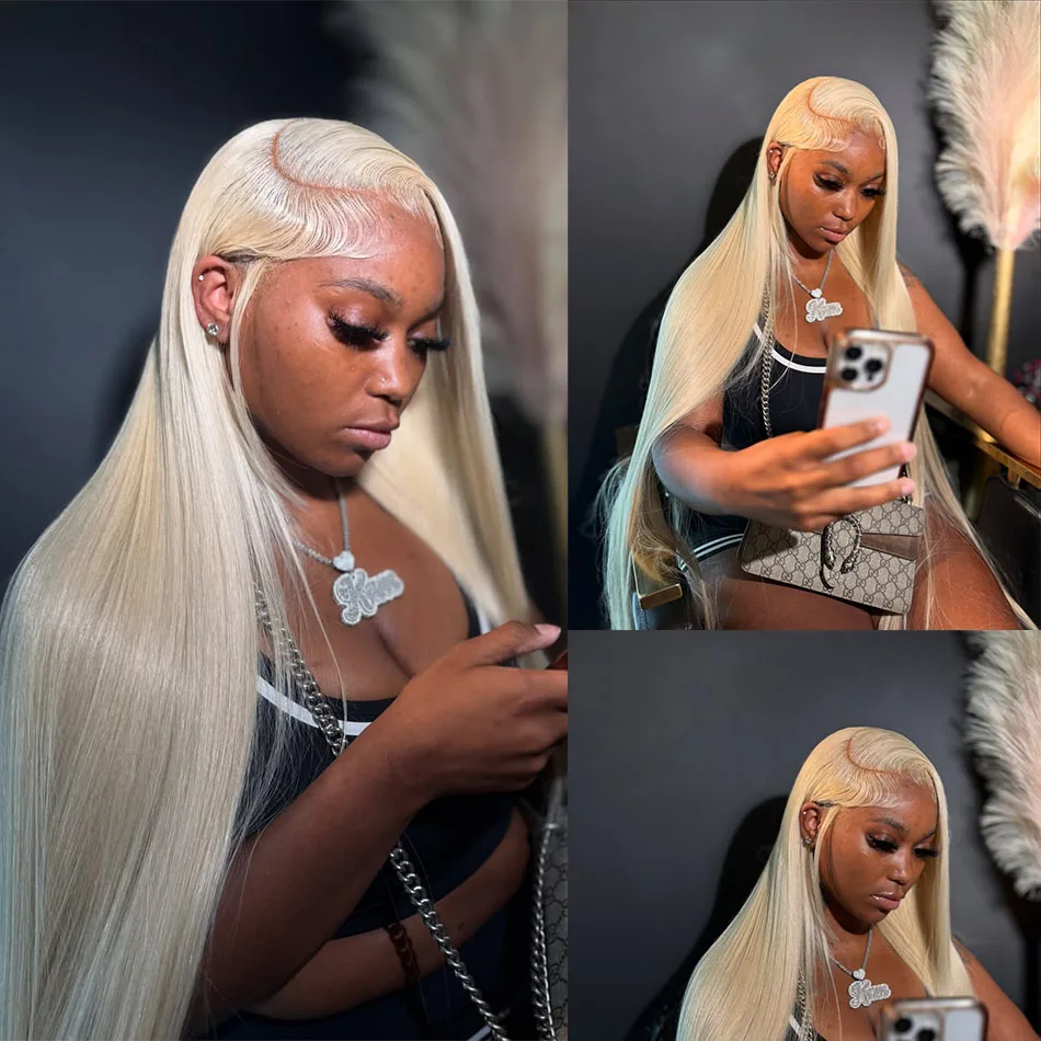 

613 Blonde HD Lace Human Hair Wigs 13x6 Transparent Lace Frontal Wigs Bone Straight 100% Brazilian Human Hair Wigs 220 Density