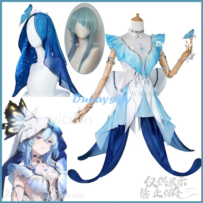 Anime Game Wuthering Waves Cosplay The Shorekeeper Costume Blue Dress Lovely Sexy Lolita Wig Hallowen Christma Play Role Girl