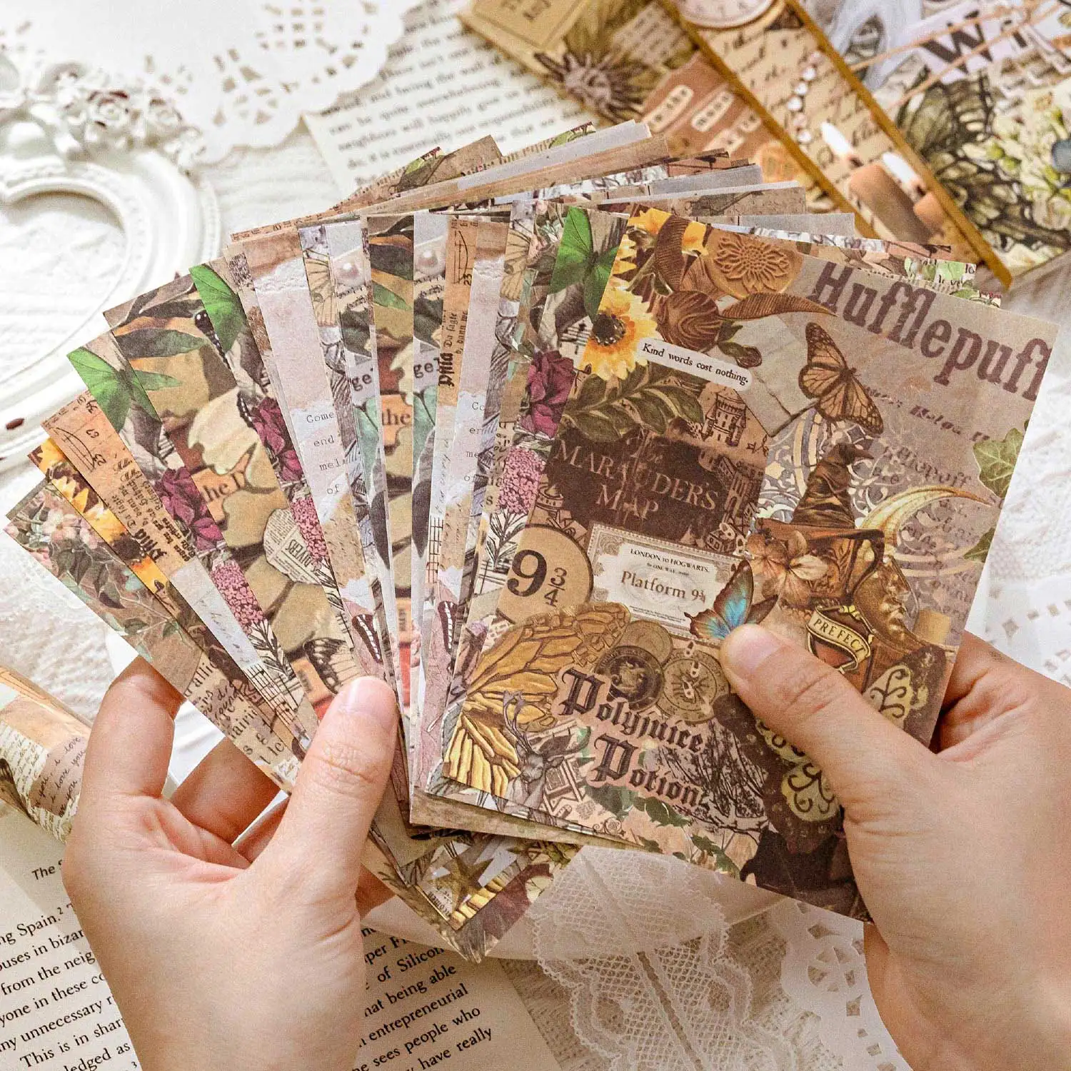 6 عبوات/مجموعة من سلسلة ورشة عمل الكولاج، لوحة مذكرة ورقية مزخرفة لطيفة وجميلة #4