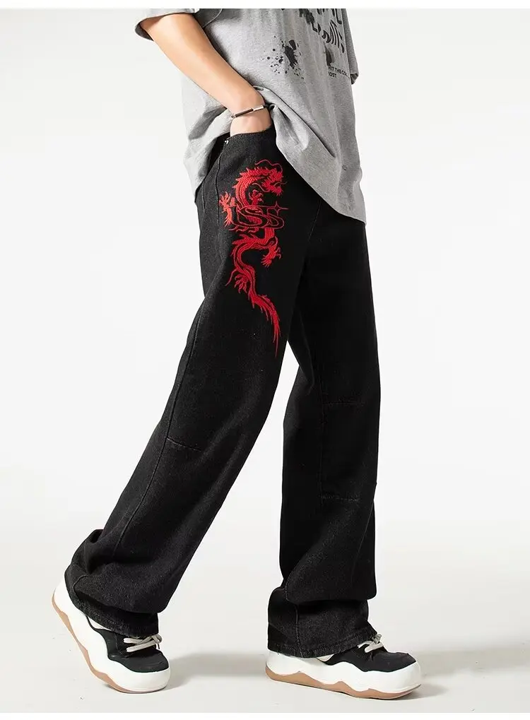 2024 ropa y2k streetwear drachens tickerei sommer neue jeans hose für männer kleidung gerade luxus denim hose pantalon homme – Detail 13