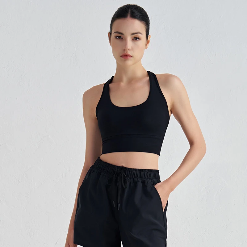 SOISOU Nylon Yoga Backless Crop Top Bra For Women Gym Sport U Neck Bra Chest Pad Removable Elastic Tight Breathable Top Women image 3
