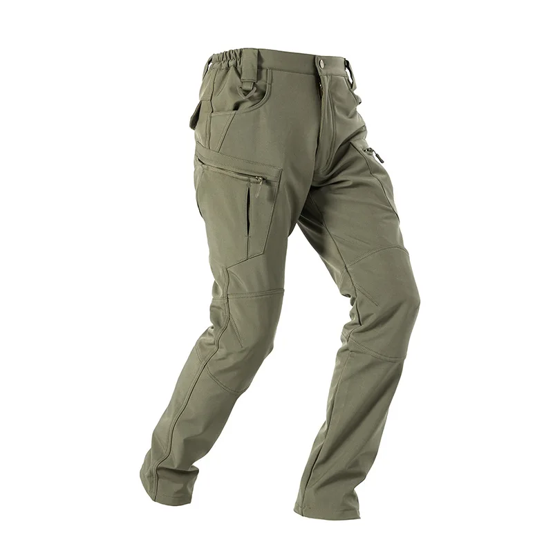 Mens Outdoor Softshell Trousers Windproof Waterproof Warm Military Camping Multi Pocket Casual Pants