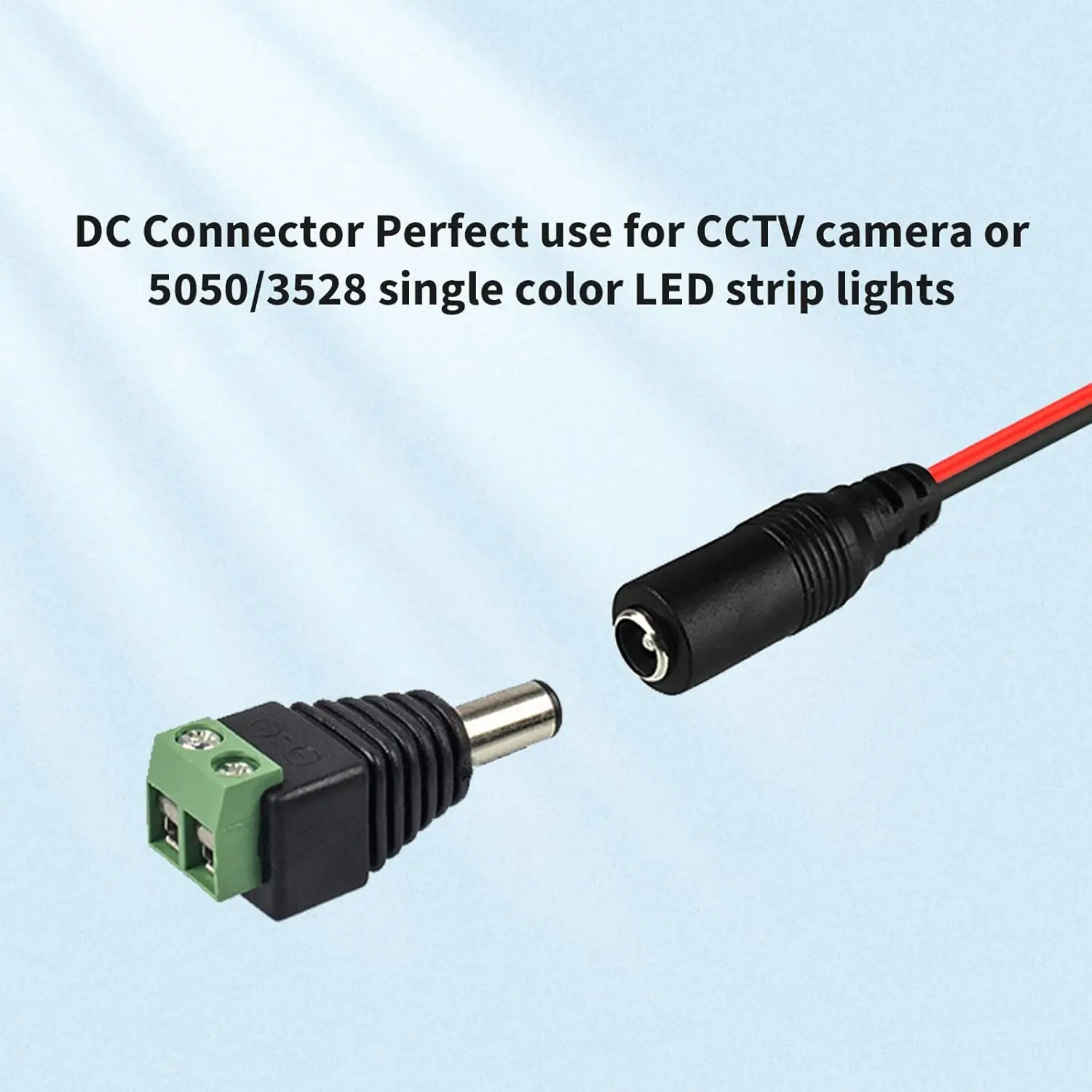 DC Power Jack Plug Adapter Barrel Connector 20 Pairs 12V Male and Female 2.1 x 5.5mm for CCTV Security Camera System, LED Strip