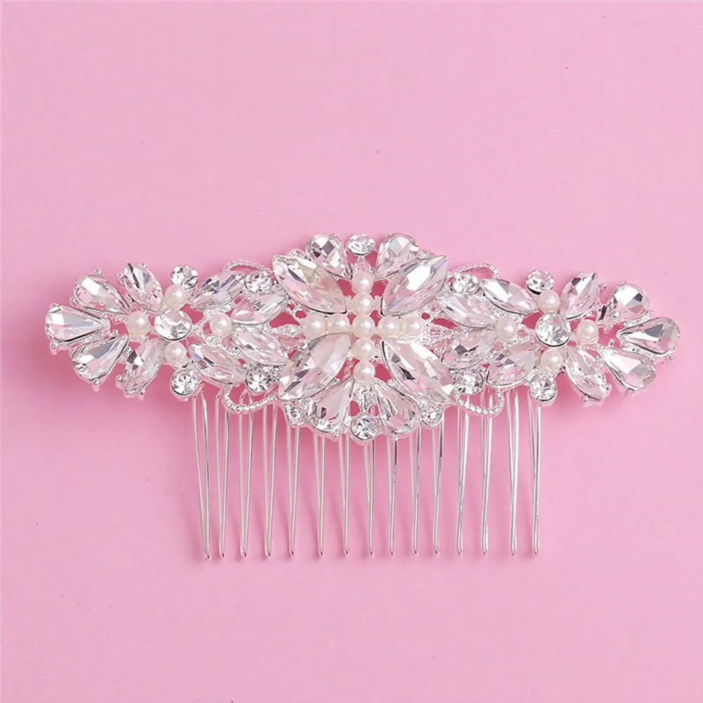 1Pcs Premium Alloy Rhinestone Hair Comb with Imitation Pearl Accents Bridal Hairpin Elegant Party Wedding Styling Accessory