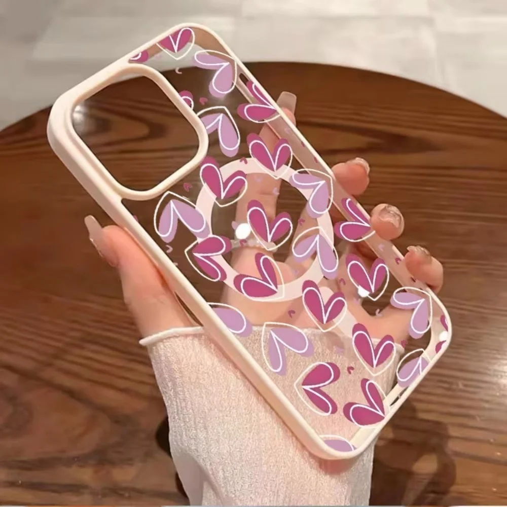 Coque de téléphone magnétique en forme de cœur mignon pour iPhone 18 17 Air 16 15 14 13 12 Mini 11 Pro Max Plus, tendance, anti-rayures, protection