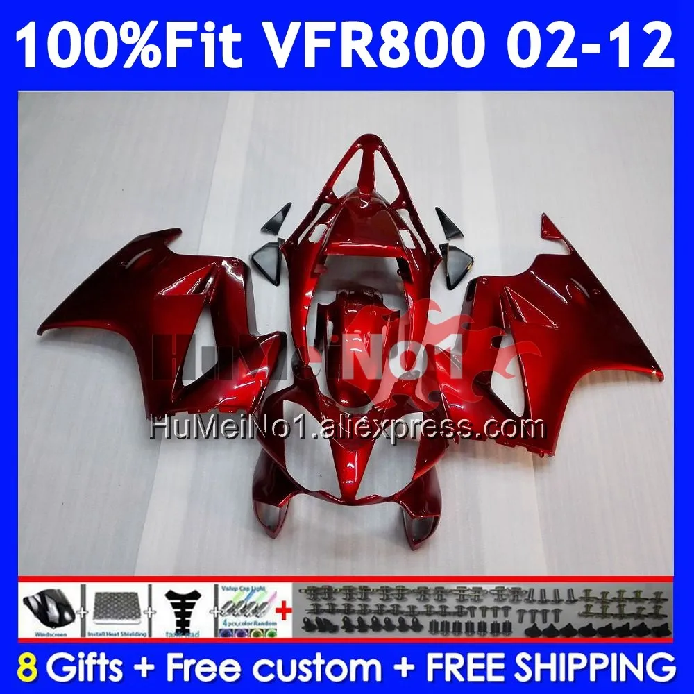 Interceptor For HONDA VFR800 VFR 800RR 800 RR 2002 2003 04 2005 2006 2007 46No.2 VFR800RR Metal Red 08 09 10 11 12 Fairings