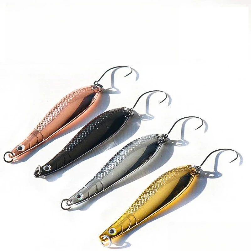 

10pcs 3.5g Area Trout CopperMetal Spoon Single Hook FishingLures Stream Spoons Artificial Bait Brass Spin Stream Lure for Trout