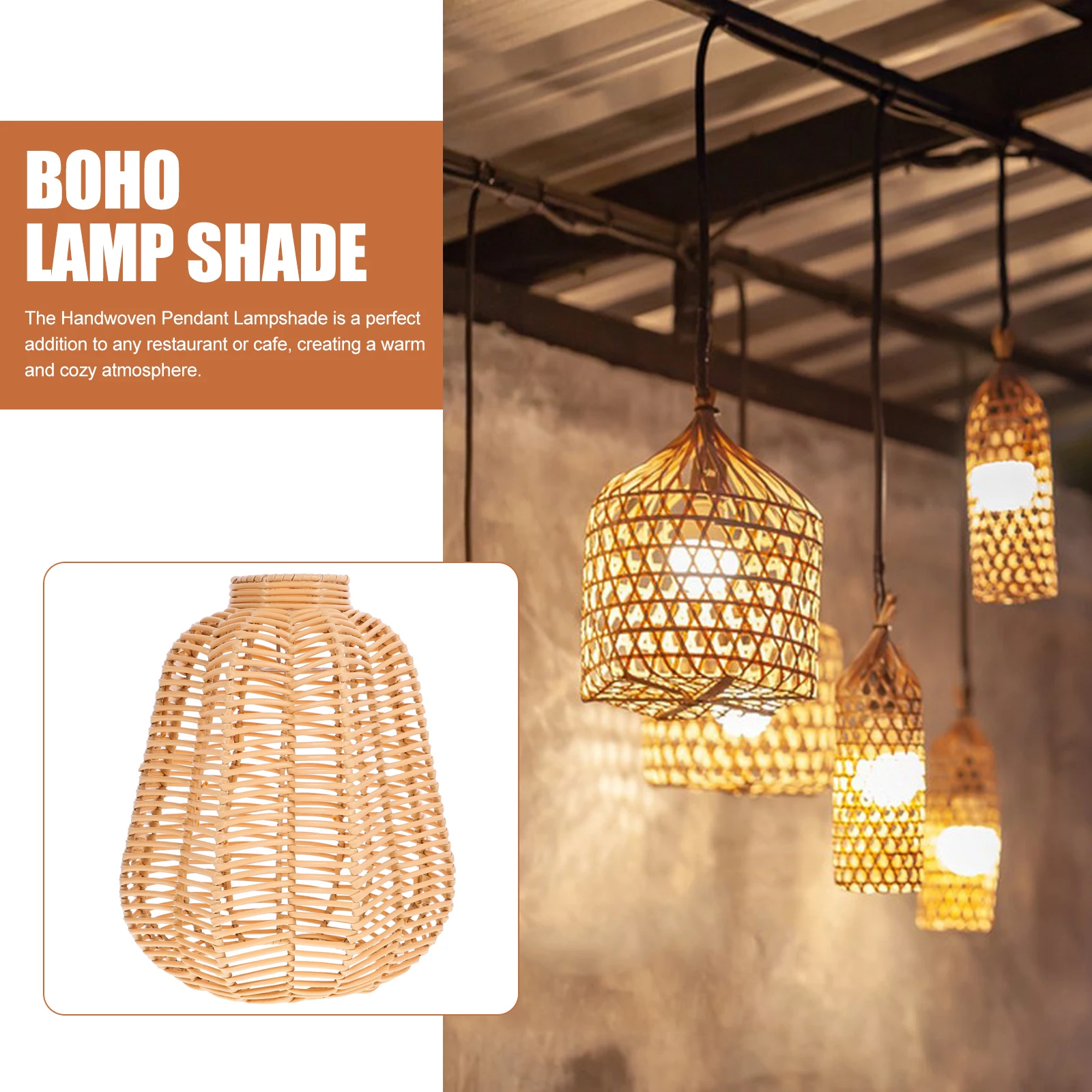 

Тканый абажур, имитация ротанга, подвесной светильник, абажур в деревенском стиле, подвесной потолочный чехол для кухни, декор в стиле бохо, уникальный