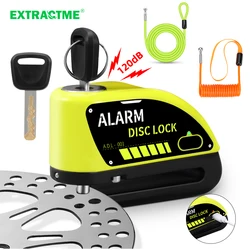 Extractme Motorcycle Alarm Disc Brake Lock 120dB Bicycle Wheel Disk Padlock Security Anti-Theft Lock Scooter Alarma Motocicleta