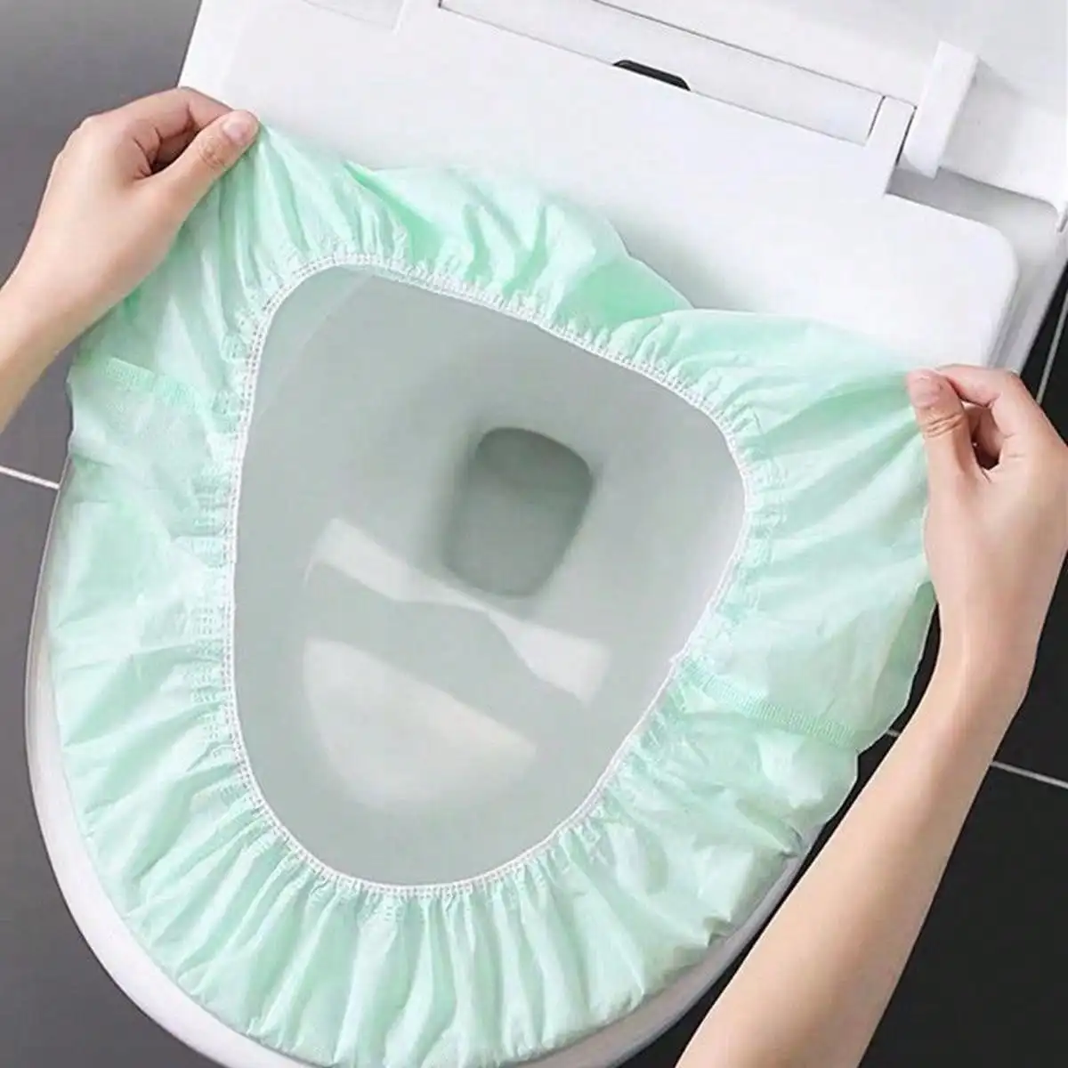 Waterproof Double Layer Non-Woven Disposable Toilet Seat Cover, Home Universal Portable Hygienic Mat for Travel Hotel Bathroom