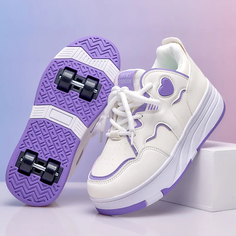 Children Roller Shoes Girls Boys Kids Double-wheel Running Shoes Child Invisible Roller Skates Students Fashion Wheel Shoe