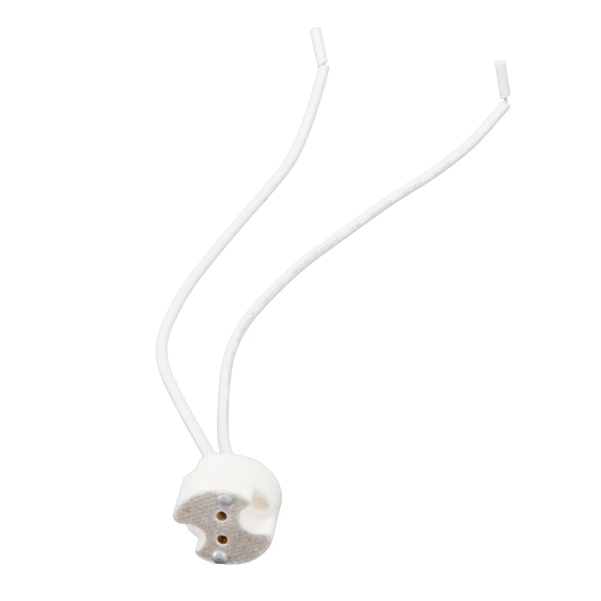 

10pcs Gu10 Lamp Holder 12-265V Ceramic Base Pre-Stripped Wires Installation Two Slotted Holes Bulb Pins Screw Fixation